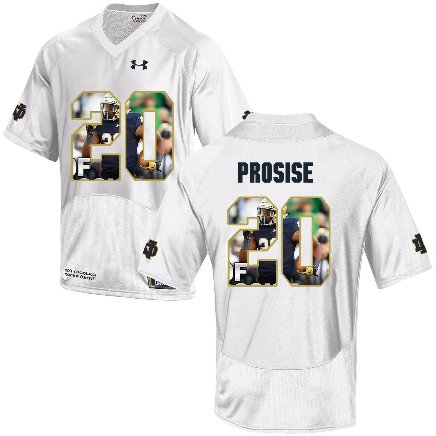 Men Norte Dame Fighting Irish #20 Prosise White Fashion Edition Customized NCAA Jerseys->customized ncaa jersey->Custom Jersey